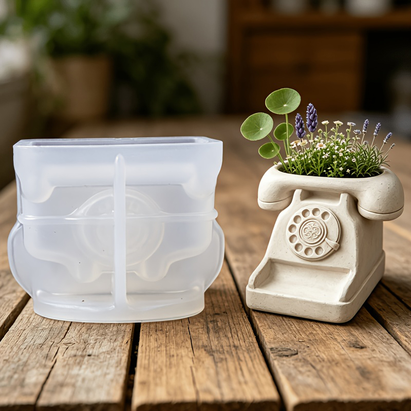 Potsticker Mold - 3D Vintage Rotary Telephone Succulent Pot