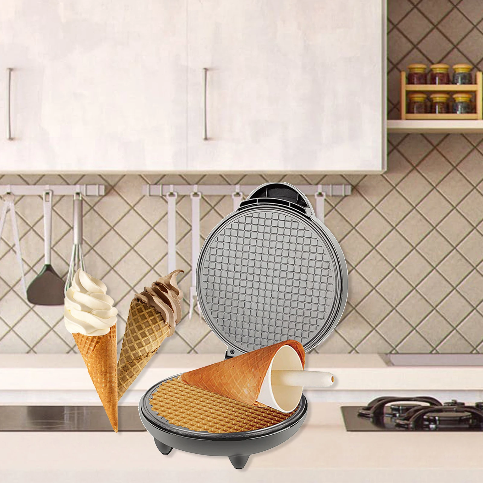 1200W Waffle Maker Nonstick Ba - đánh giá và giá Waffle Cone Maker